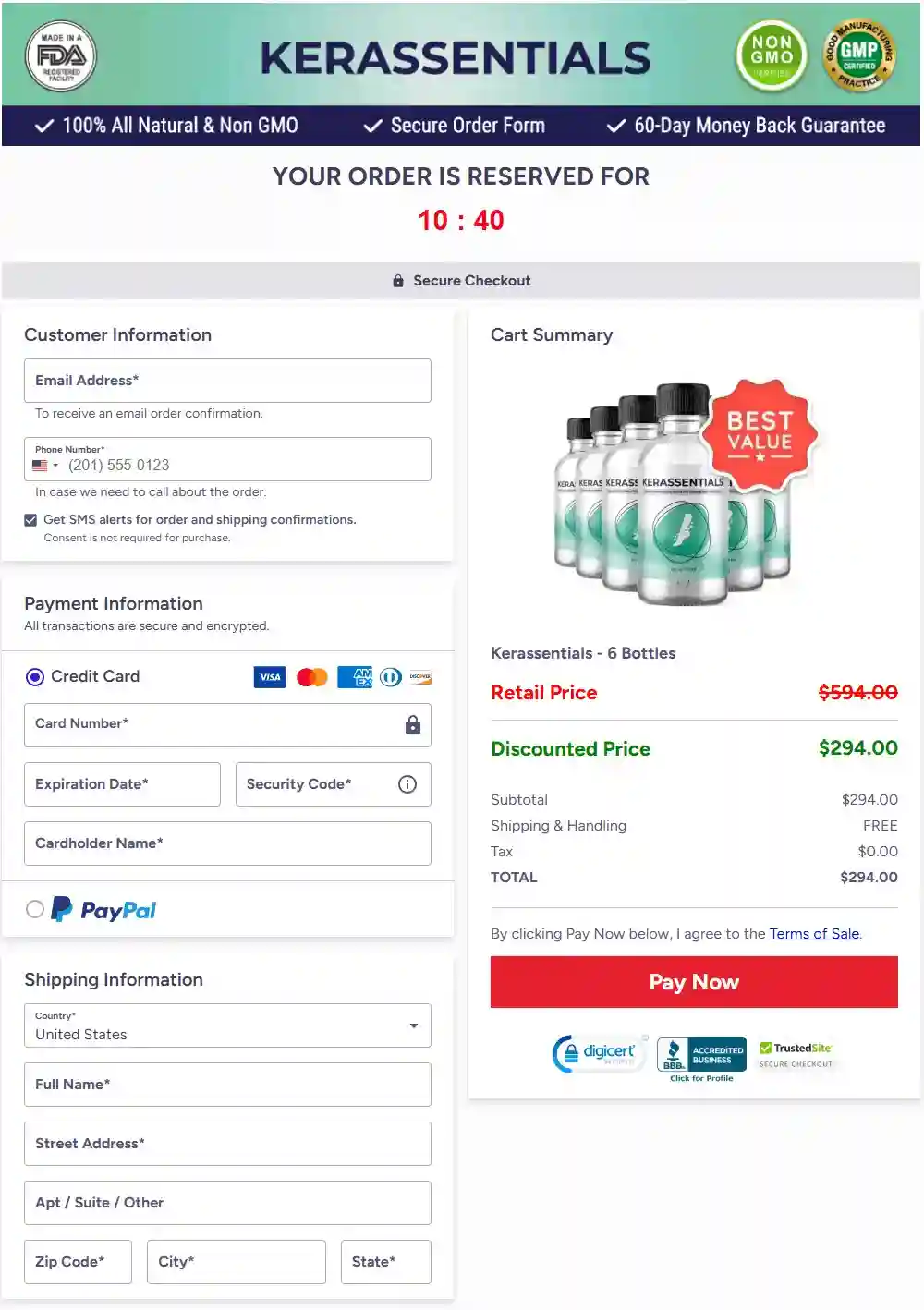 kerassentials official website checkout page – secure online order process